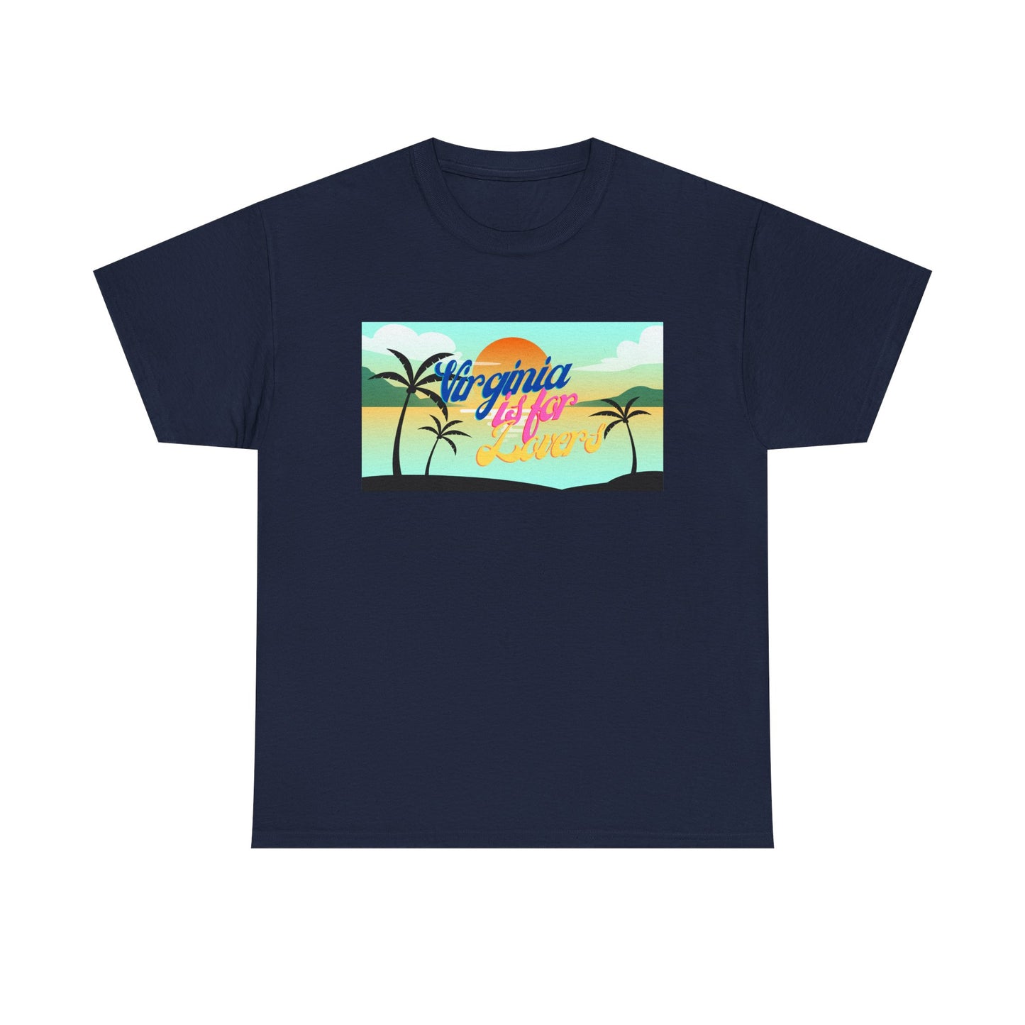 Virginia is for Lovers Dark -Vintage Sunset Graphic Tee, Beach Lover Shirt, Summer Vibe Unisex Tee, Gift for Vacation, Tropical Aesthetic Cotton Top