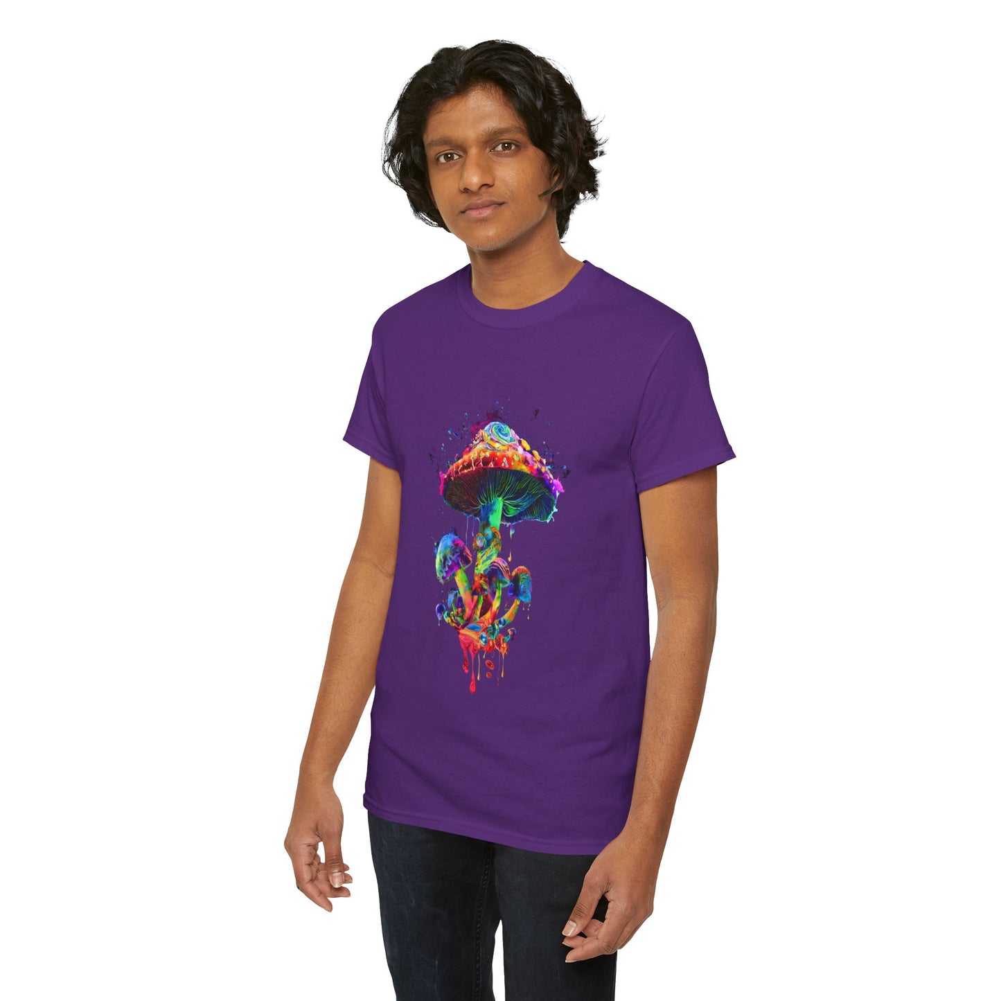 Tie Dye Psychedelic Mushroom 4  -Tee, Unisex Heavy Cotton T-Shirt, Vibrant Graphic Shirt, Perfect for Festivals, Eco-friendly Gift, Casual Wea