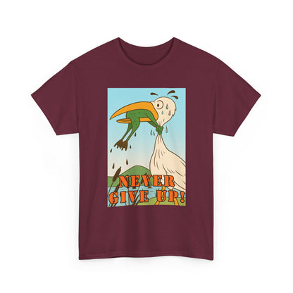 Never Give Up --Unisex Heavy Cotton Tee, Motivational T-Shirt, Supportive Apparel, Gift for Encouragement, Inspirational Wear
