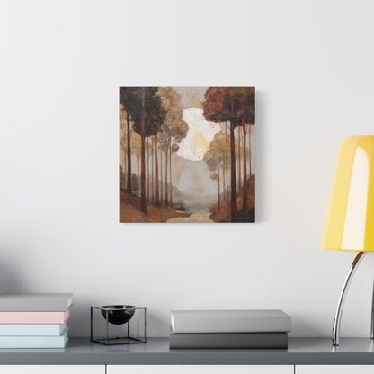Moonlite Path -Serene Landscape Canvas Art Print, Nature Wall Decor, Rustic Aesthetic, Cozy Living Room Decoration