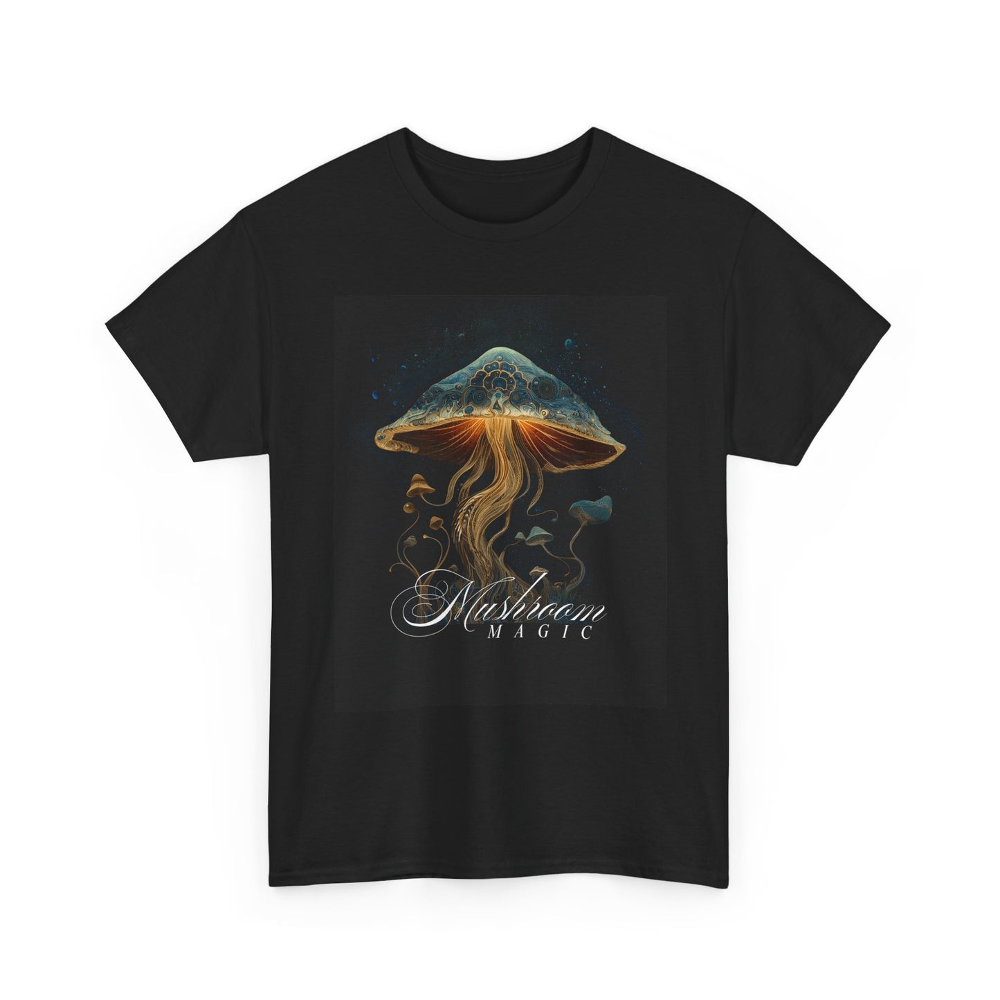 Mushroom Magic T-Shirt Black— Psychedelic Glowing Mushroom Graphic Tee
