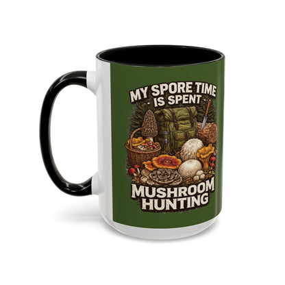 Mug - "My Spore Time Is Spent Mushroom Hunting" Accent Coffee Mug (11/15oz)