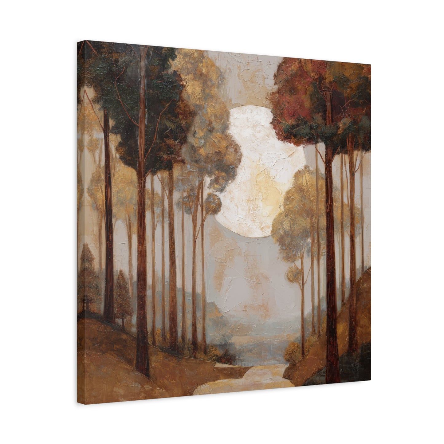 Moonlite Path -Serene Landscape Canvas Art Print, Nature Wall Decor, Rustic Aesthetic, Cozy Living Room Decoration