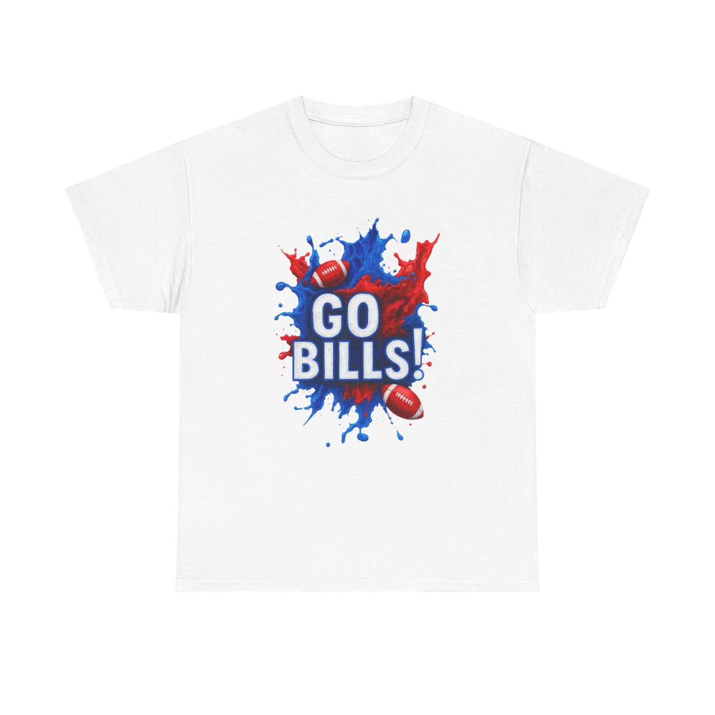 Go Bills -Cheerful Sports Tee - Go Bills! Unisex Heavy Cotton T-Shirt, Game Day Apparel, Football Fan Shirt, Spirit Wear, Gift for Sports Lovers