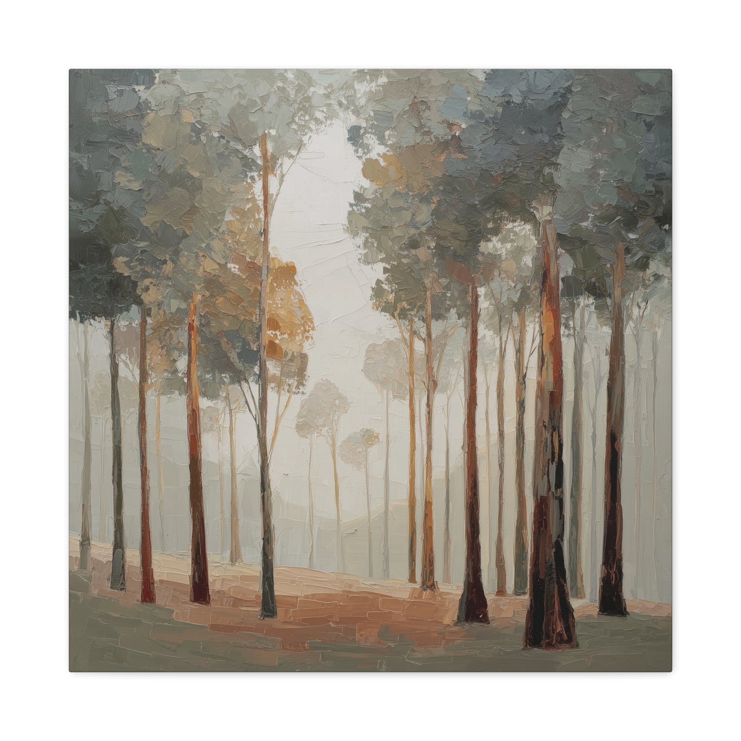 Misty Woods -Artistic Forest Landscape Canvas Print, Nature Decor, Home Wall Art, Bohemian Home Decor.