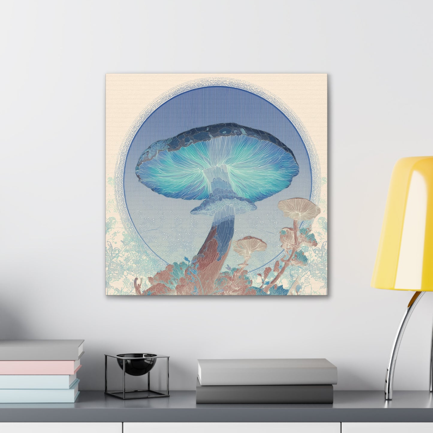 Surreal Shroom Light -Mushroom Canvas Art, Stretched Wall Decor, Bohemian Home Decor, Psychedelic Wall Art, Nature-Inspired Art