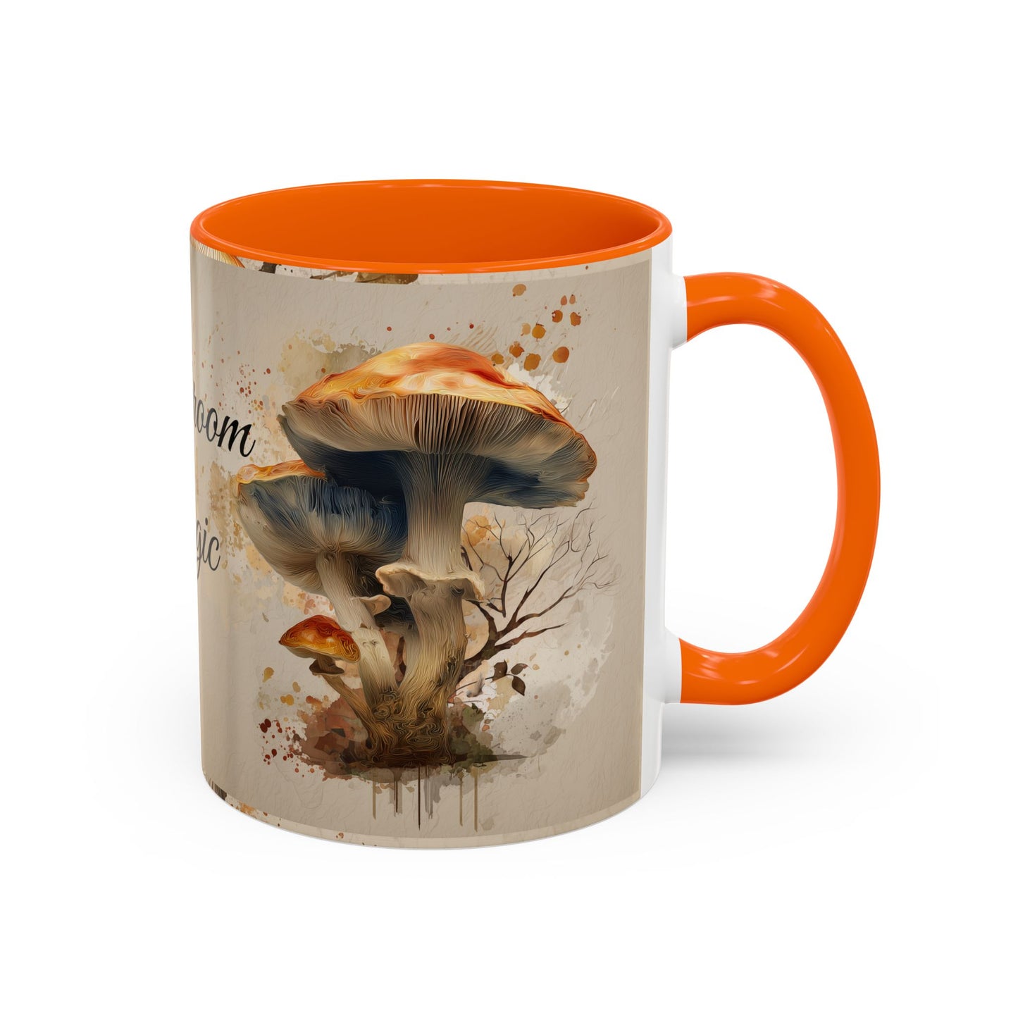 Mushroom Magic Accent Coffee Mug — 11/15oz Ceramic Cup with Woodland Fungi Design