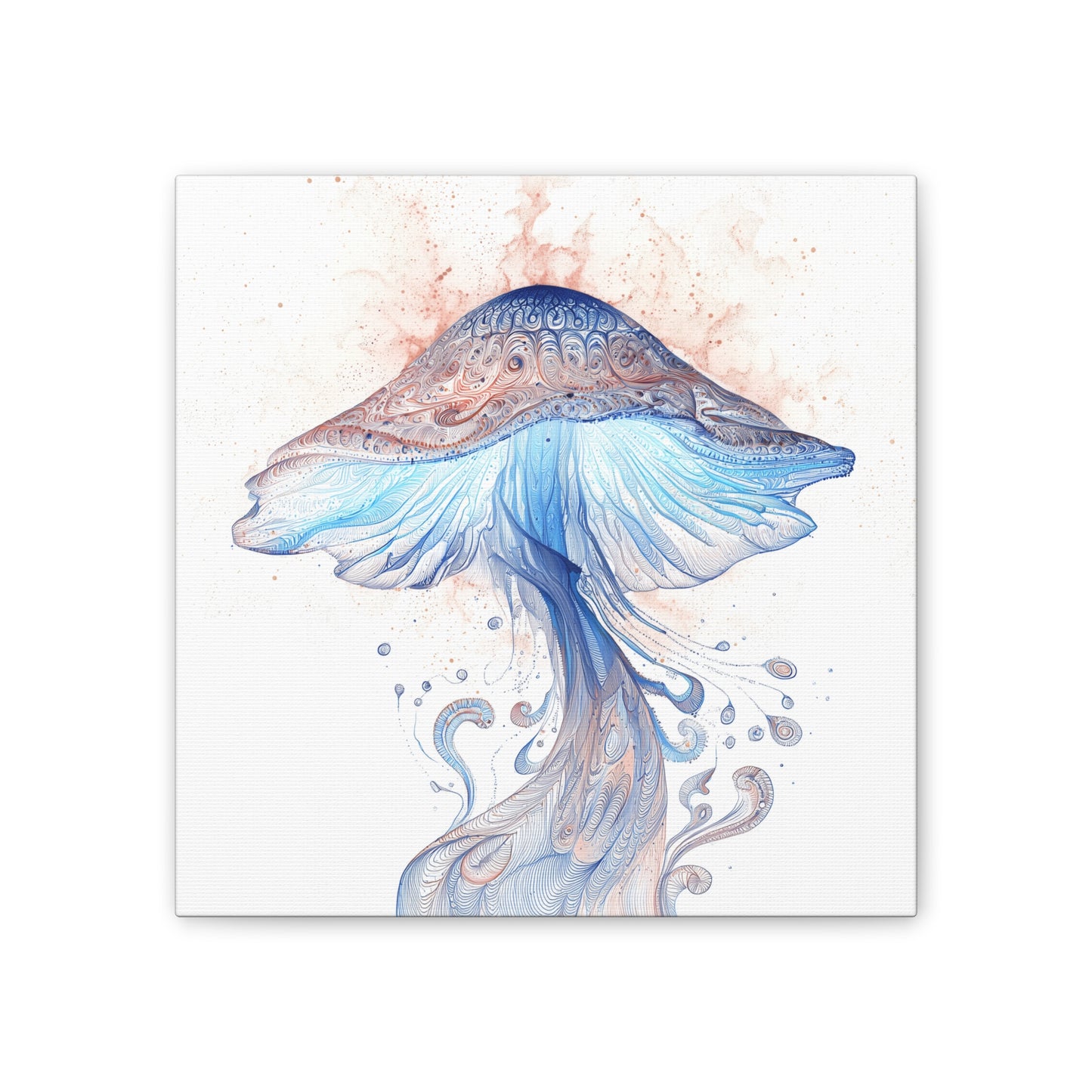 Floating High Inverse -Mushroom Canvas Art, Stretched Wall Decor, Bohemian Home Decor, Psychedelic Wall Art, Nature-Inspired Art