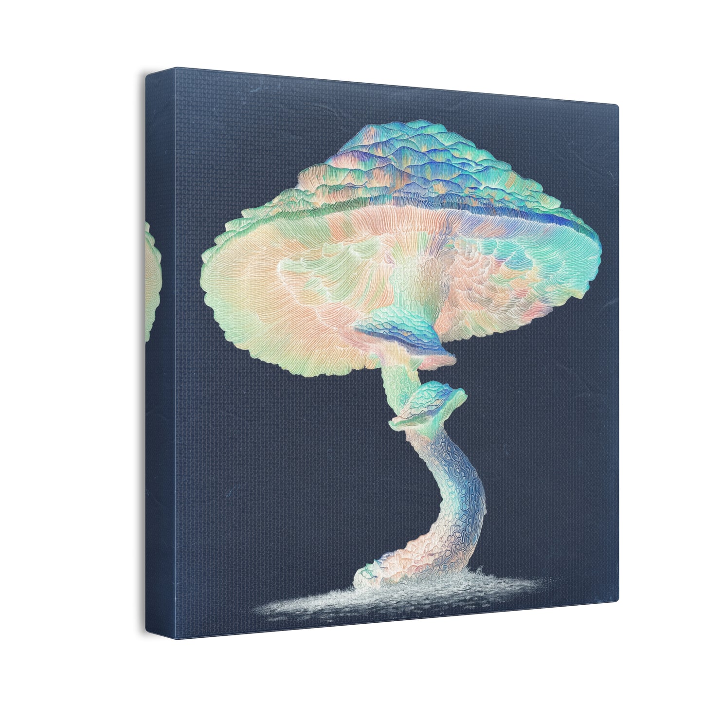 Feel the Rainbow Inverse-Mushroom Canvas Art, Stretched Wall Decor, Bohemian Home Decor, Psychedelic Wall Art, Nature-Inspired Art