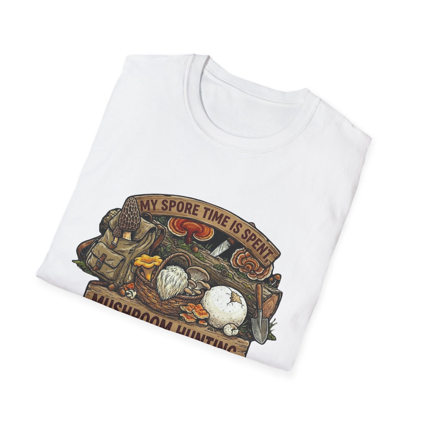 Mushroom Hunting T-Shirt — 'My Spore Time Is Spent' For Foragers & Outdoor Lovers