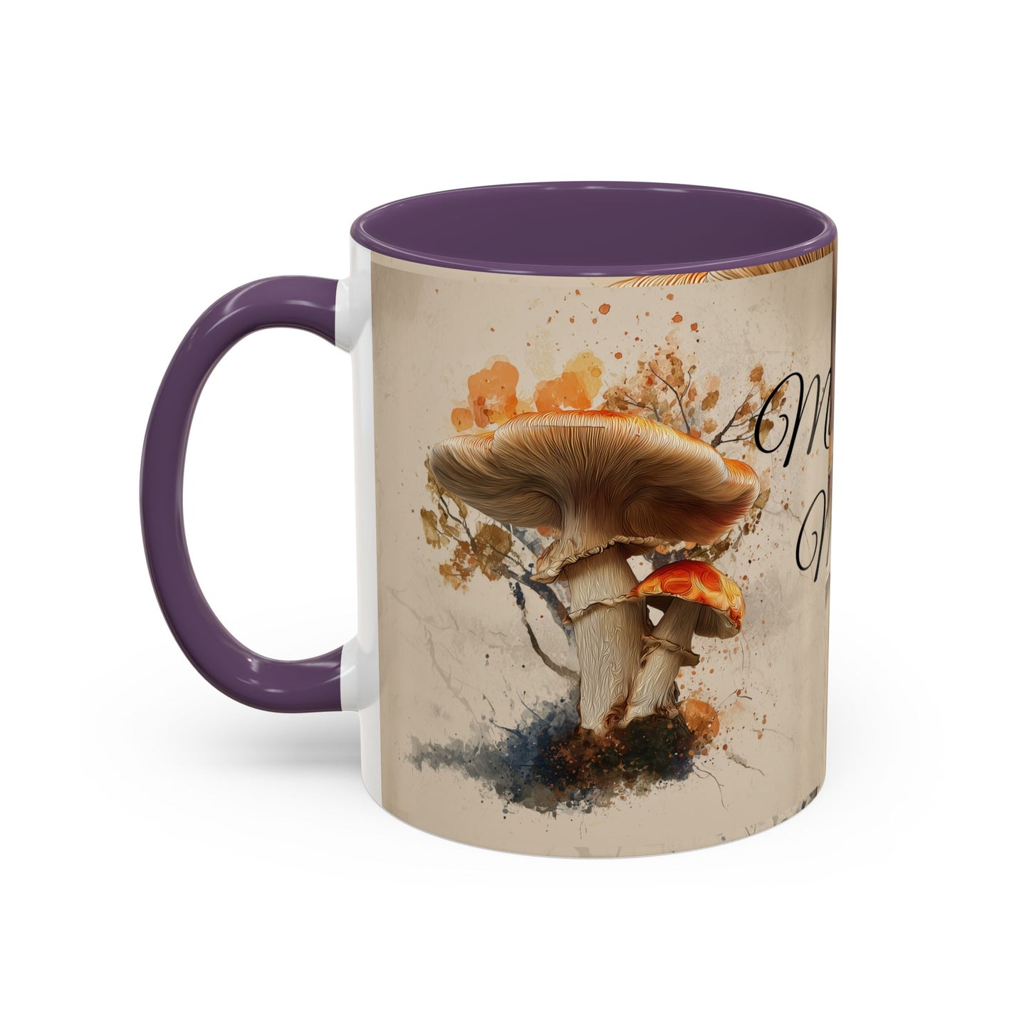 Mushroom Magic Accent Coffee Mug — 11/15oz Ceramic Cup with Woodland Fungi Design