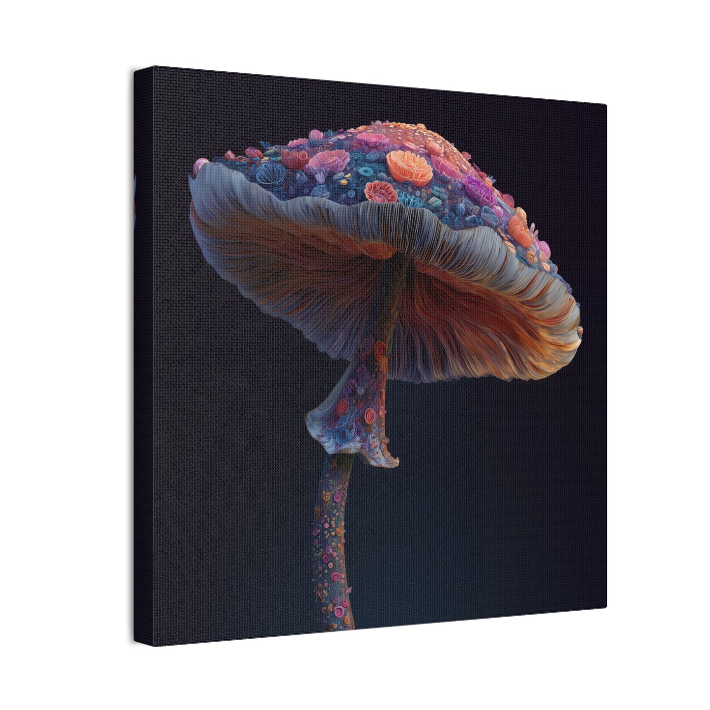 Flower Cap-Mushroom Canvas Art, Stretched Wall Decor, Bohemian Home Decor, Psychedelic Wall Art, Nature-Inspired Art