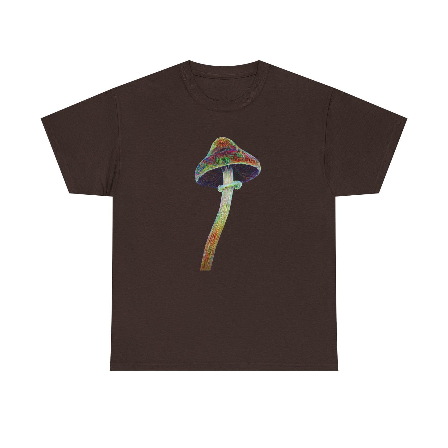 Colorful Psychedelic Mushroom2 - Tee, Unisex Heavy Cotton T-Shirt, Vibrant Graphic Shirt, Perfect for Festivals, Eco-friendly Gift, Casual Wear