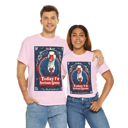 Serious Goose Tee, Funny Graphic T-Shirt, Quirky Unisex Shirt, Unique Gift for Goose Lovers, Perfect for Casual Wear
