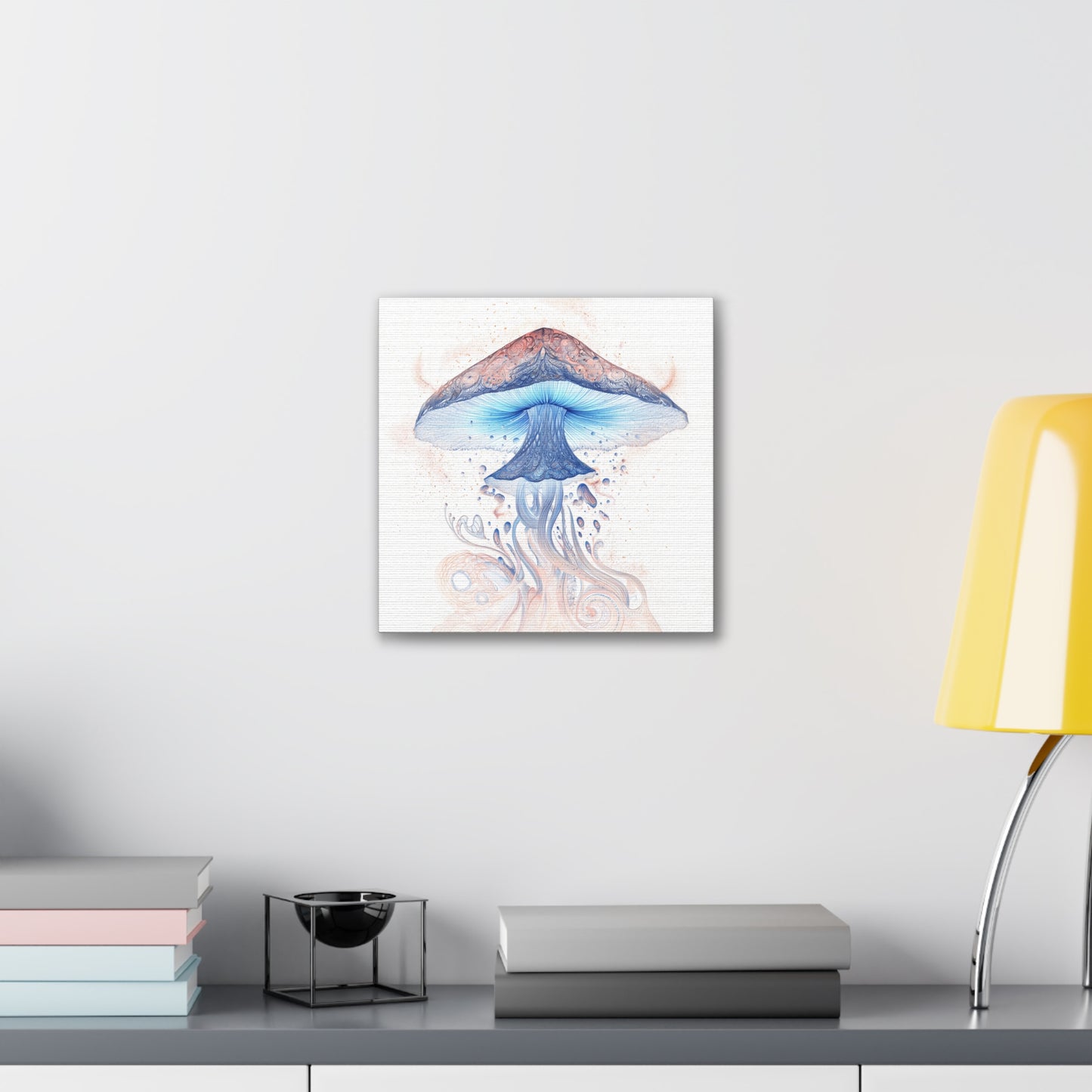 Mind Awakening Light-Mushroom Canvas Art, Stretched Wall Decor, Bohemian Home Decor, Psychedelic Wall Art, Nature-Inspired Art