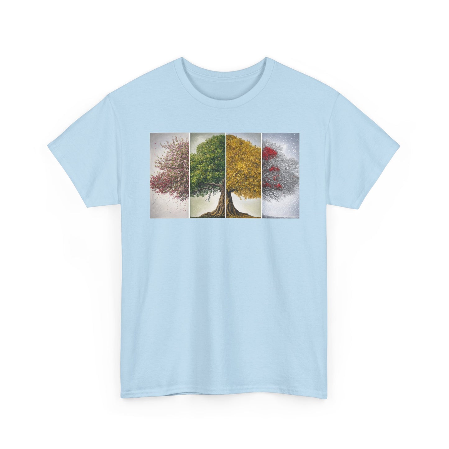 Seasonal Tree Unisex Heavy Cotton Tee | Nature Lover Gift, Fall Fashion, Eco-Friendly Apparel, Casual Wear, Outdoor Adventure
