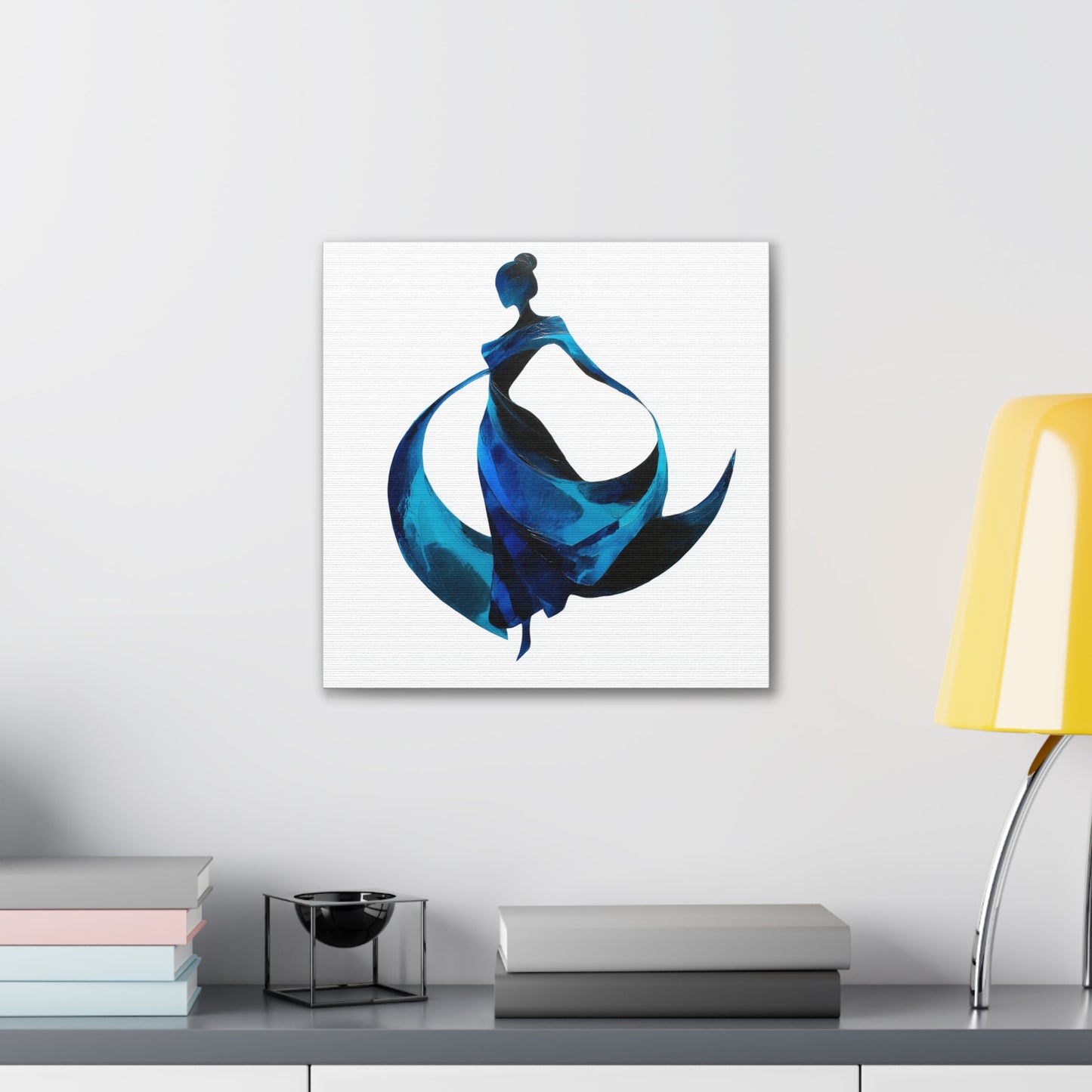 Dancing with the Water Series #1 -Elegant Art Canvas Print, Blue Dress Wall Decor, Feminine Artwork, Home Decor Gift, Birthday or Wedding Decoration