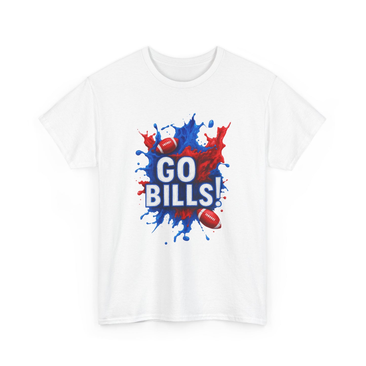 Go Bills -Cheerful Sports Tee - Go Bills! Unisex Heavy Cotton T-Shirt, Game Day Apparel, Football Fan Shirt, Spirit Wear, Gift for Sports Lovers