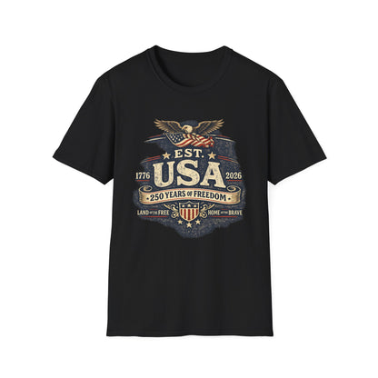 USA Established 1776–2026 Vintage Eagle T-Shirt — 250 Years of Freedom
