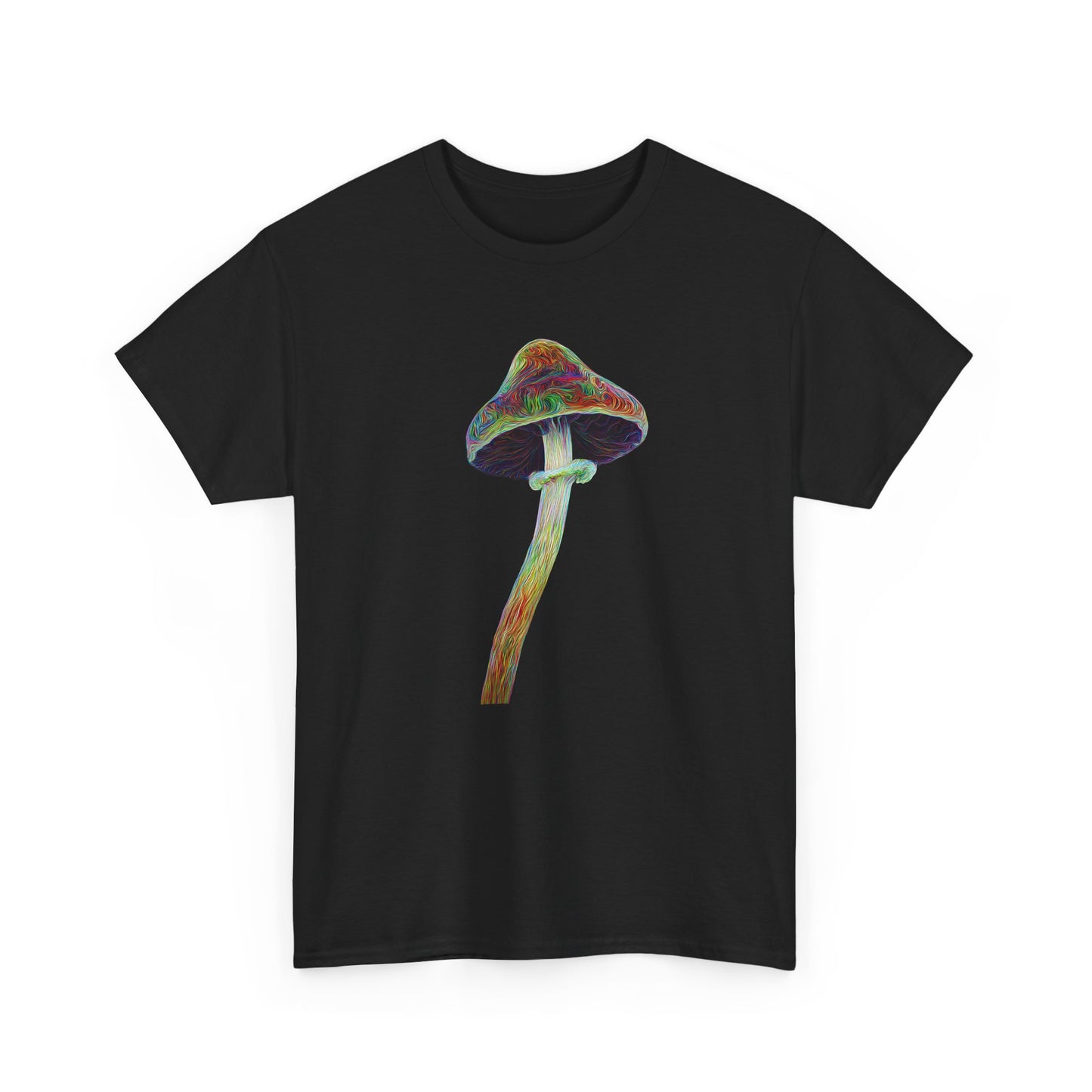 Colorful Psychedelic Mushroom2 - Tee, Unisex Heavy Cotton T-Shirt, Vibrant Graphic Shirt, Perfect for Festivals, Eco-friendly Gift, Casual Wear