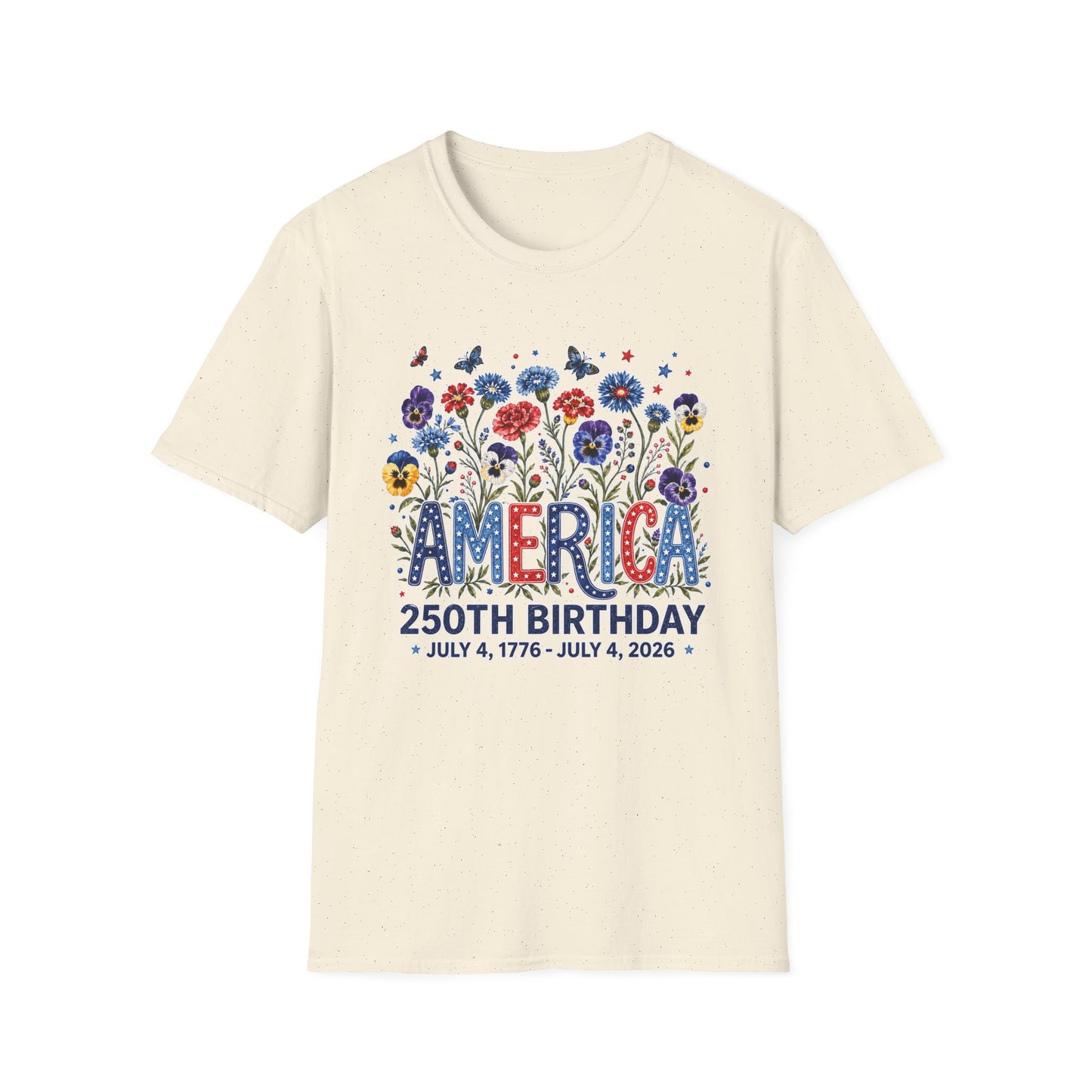 America 250th Birthday T-Shirt – July 4, 1776–2026 Patriotic Floral Tee
