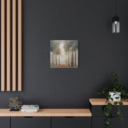 Misty Woods -Artistic Forest Landscape Canvas Print, Nature Decor, Home Wall Art, Bohemian Home Decor.